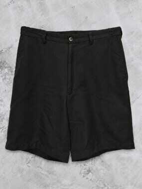 Haggar Mens Gabardine Flat Front Expandable Waist Black Casual Shorts - 34